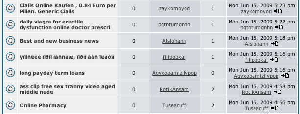 Web forum overrun by spammers Web forum overrun by spammers