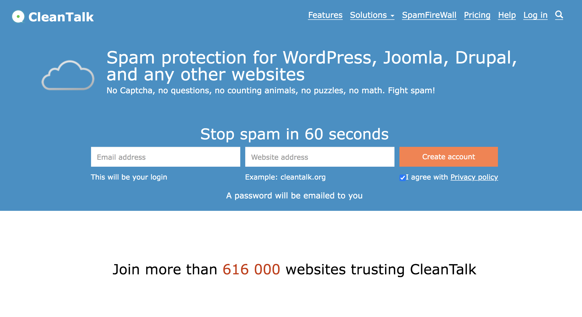 CleanTalk website header