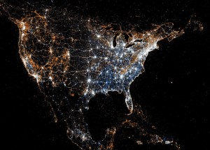 North American detail map of Flickr and Twitter locations