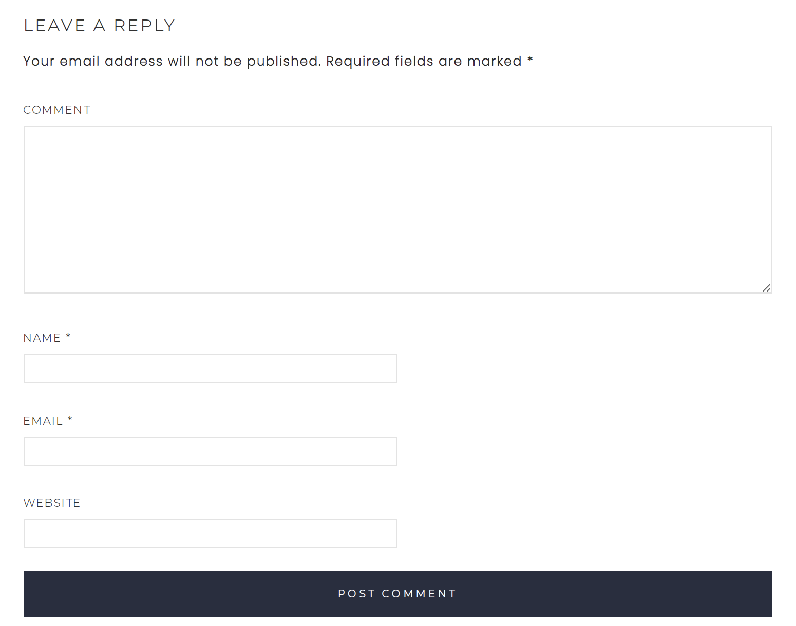 comment section on a WordPress site