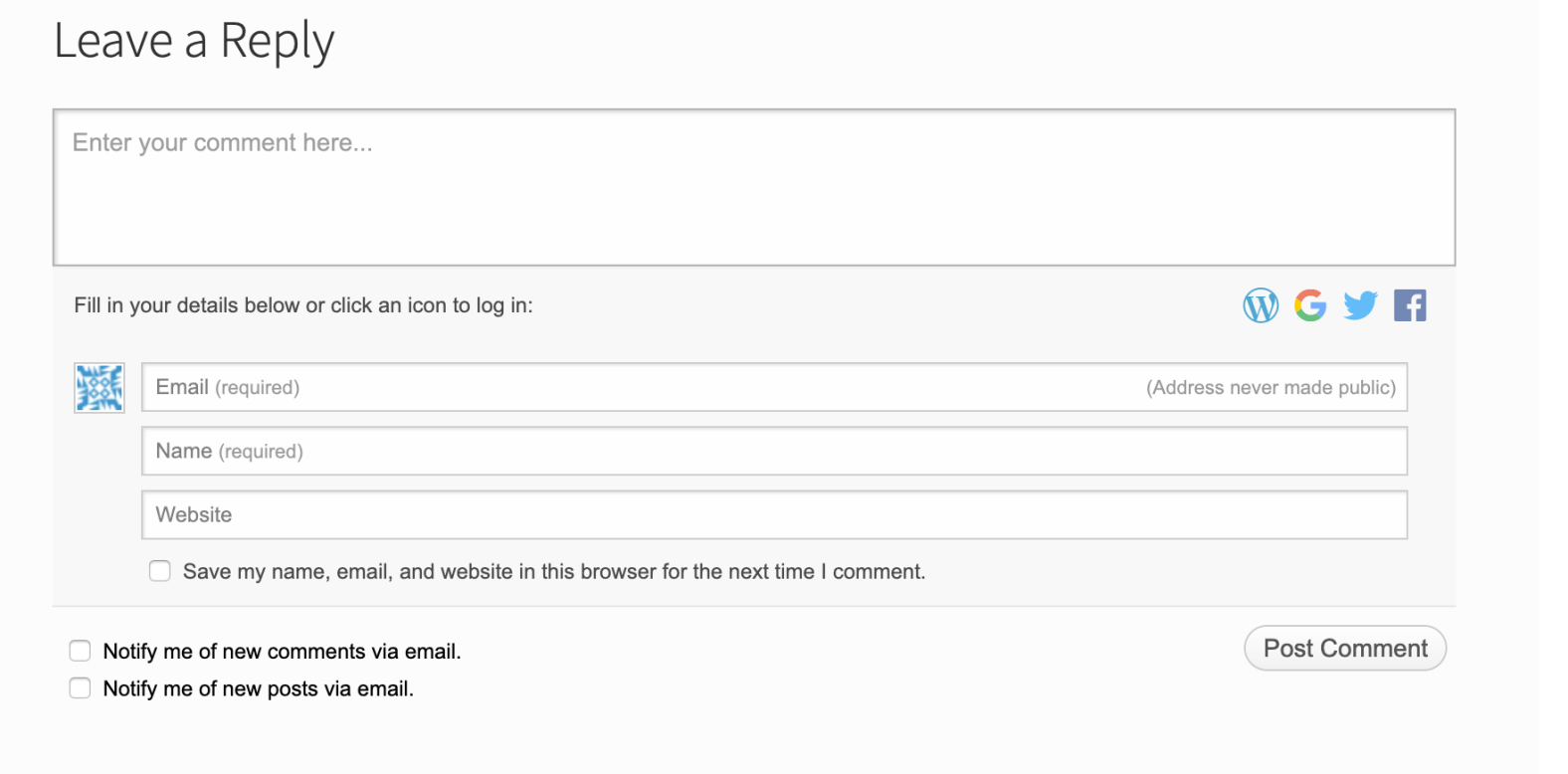 Jetpack Comments form