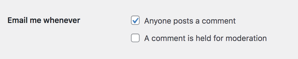 settings for email notifications