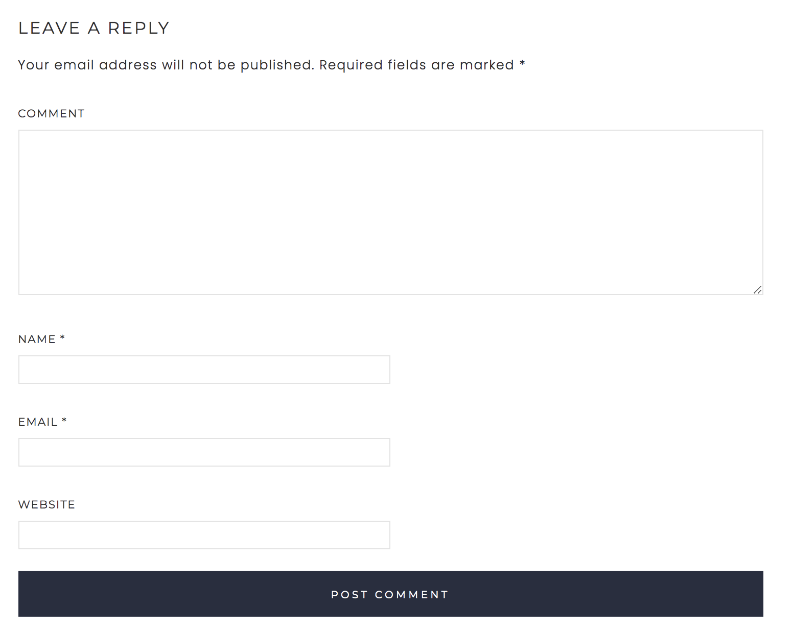 example of the WordPress comment form