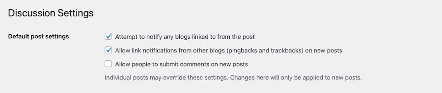 discussion settings in WordPress