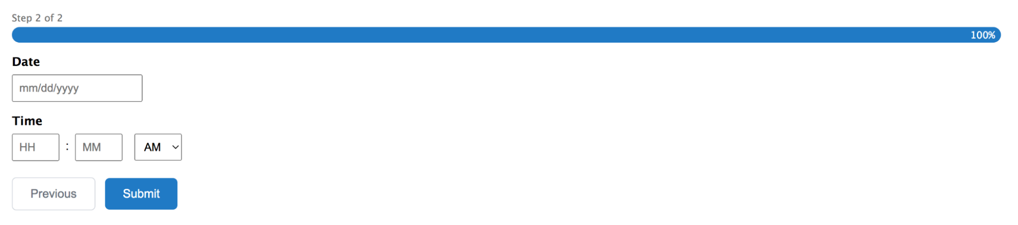 Page 2 of a multi-step form