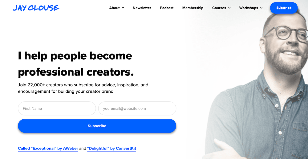 Jay Clouse website showcasing social proof