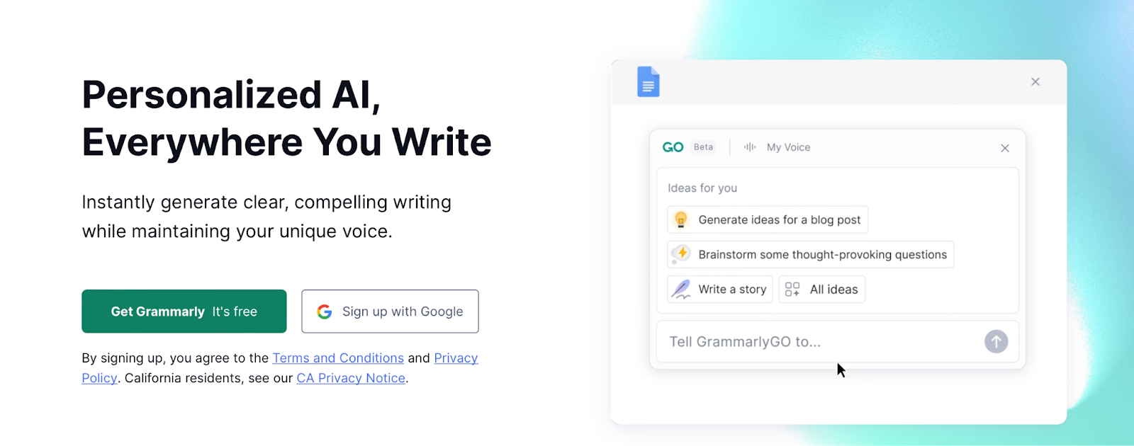 Grammarly homepage with screenshots