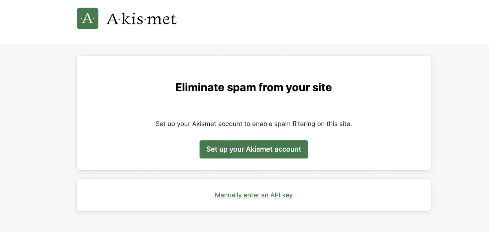 Akismet setup wizard