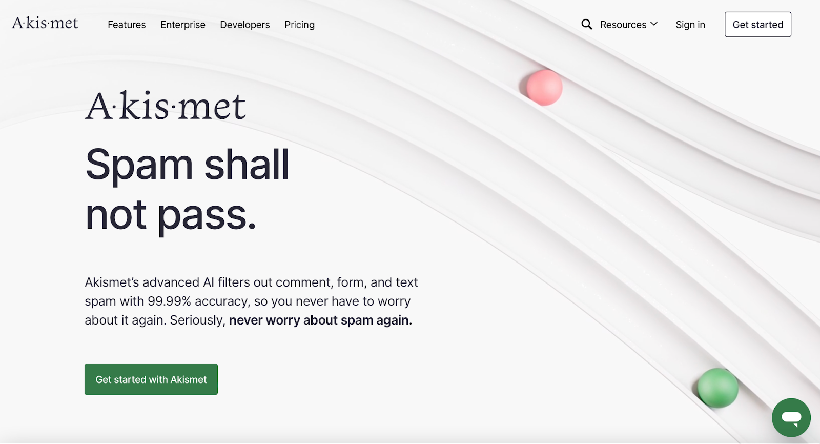 Akismet home page design