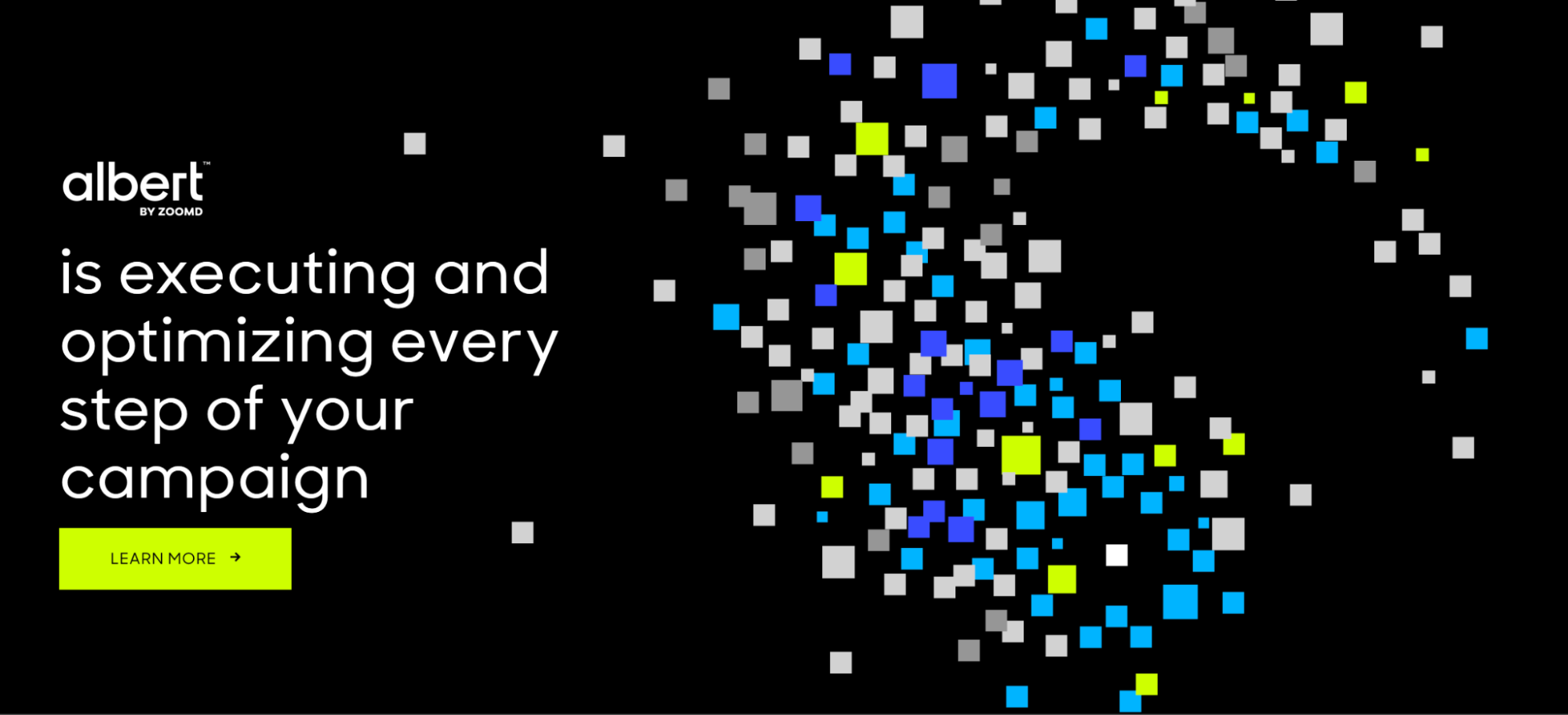 Albert homepage with a dark background