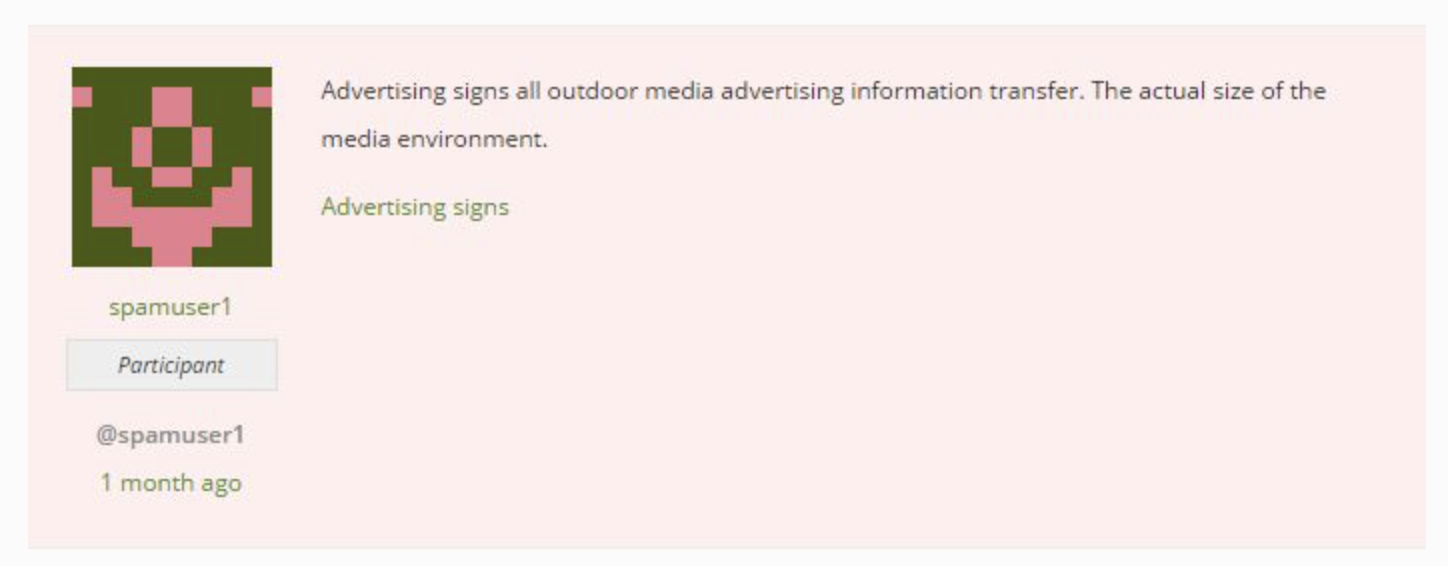 example of a spam comment