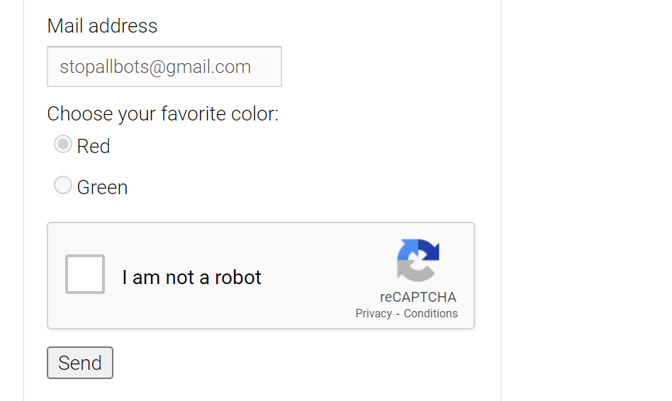 reCAPTCHA with a checkbox for I am not a robot